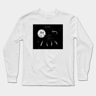 Laika (little curly) space dog design 🖤 Long Sleeve T-Shirt